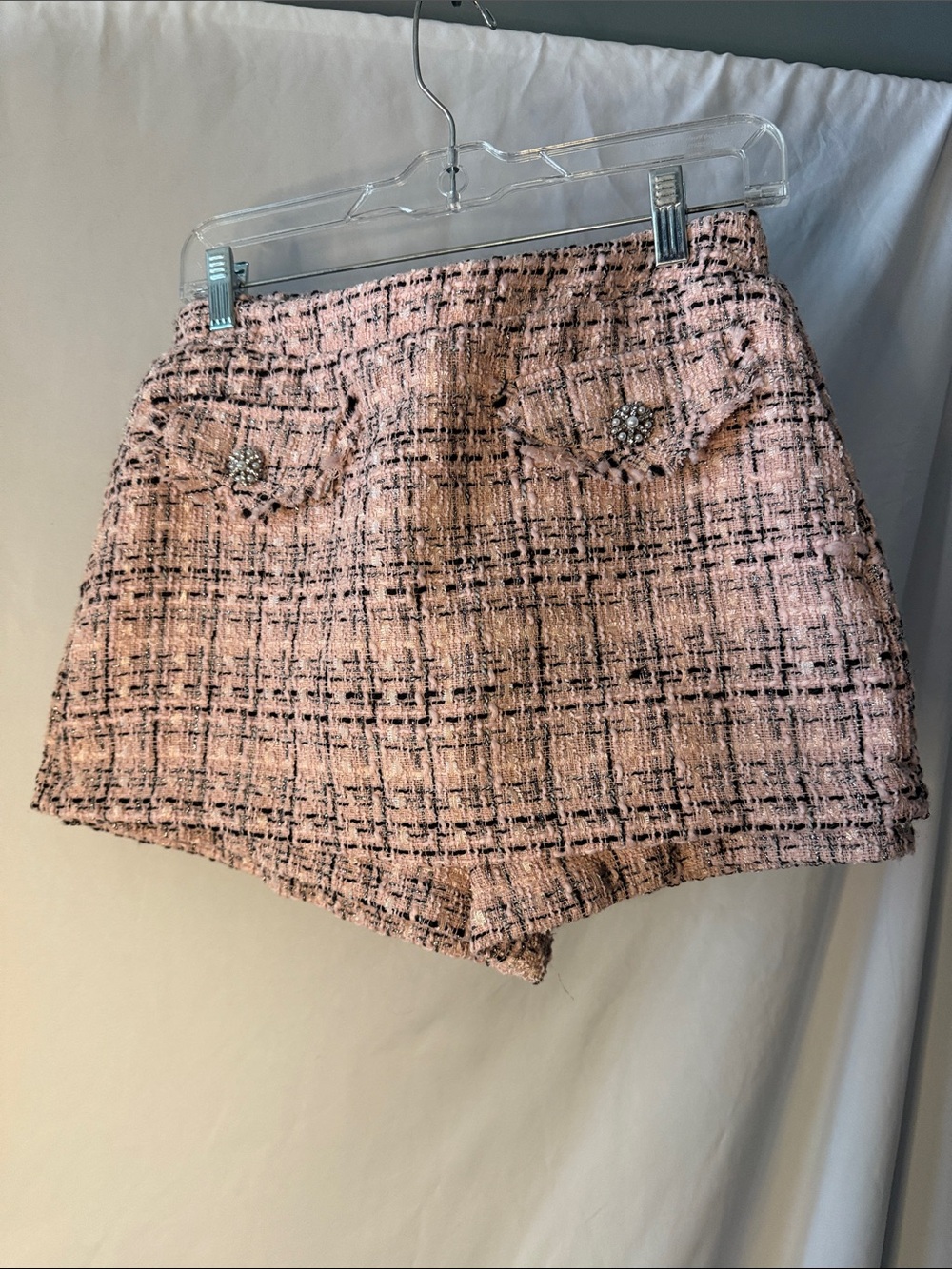 Wild Fable Tweed Skort Women Small Pink Good Jeweled Button High Waist